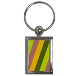 Autmn Stripes Colors Geometric Print Design Key Chain (Rectangle)