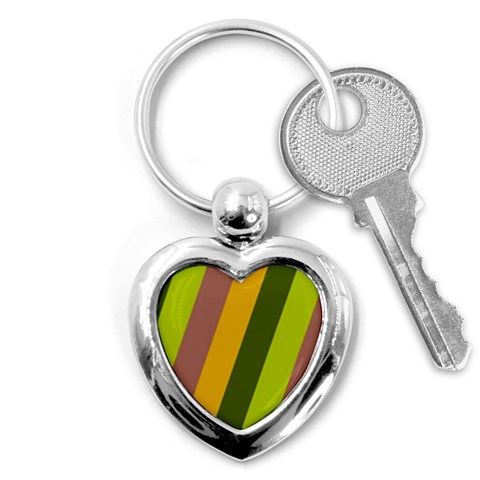 Autmn Stripes Colors Geometric Print Design Key Chain (Heart) from ArtsNow.com Front