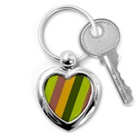 Autmn Stripes Colors Geometric Print Design Key Chain (Heart)