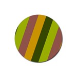 Autmn Stripes Colors Geometric Print Design Rubber Coaster (Round)