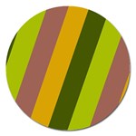 Autmn Stripes Colors Geometric Print Design Magnet 5  (Round)