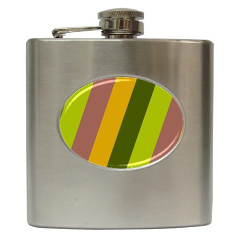 Autmn Stripes Colors Geometric Print Design Hip Flask (6 oz) from ArtsNow.com Front