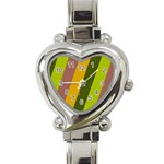 Autmn Stripes Colors Geometric Print Design Heart Italian Charm Watch