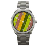 Autmn Stripes Colors Geometric Print Design Sport Metal Watch