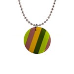 Autmn Stripes Colors Geometric Print Design 1  Button Necklace