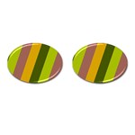 Autmn Stripes Colors Geometric Print Design Cufflinks (Oval)