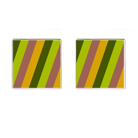 Autmn Stripes Colors Geometric Print Design Cufflinks (Square) from ArtsNow.com Front(Pair)