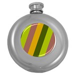 Autmn Stripes Colors Geometric Print Design Round Hip Flask (5 oz)