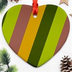 Autmn Stripes Colors Geometric Print Design Heart Ornament (Two Sides)