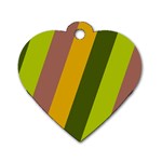 Autmn Stripes Colors Geometric Print Design Dog Tag Heart (One Side)