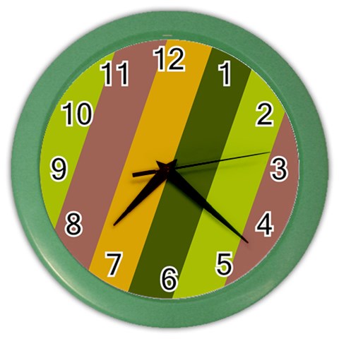 Autmn Stripes Colors Geometric Print Design Color Wall Clock from ArtsNow.com Front