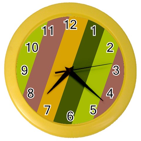 Autmn Stripes Colors Geometric Print Design Color Wall Clock from ArtsNow.com Front