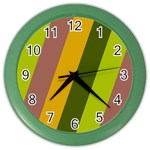 Autmn Stripes Colors Geometric Print Design Color Wall Clock