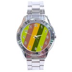 Autmn Stripes Colors Geometric Print Design Stainless Steel Analogue Watch