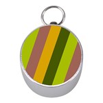 Autmn Stripes Colors Geometric Print Design Mini Silver Compasses