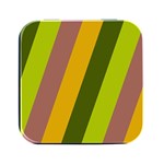 Autmn Stripes Colors Geometric Print Design Square Metal Box (Black)