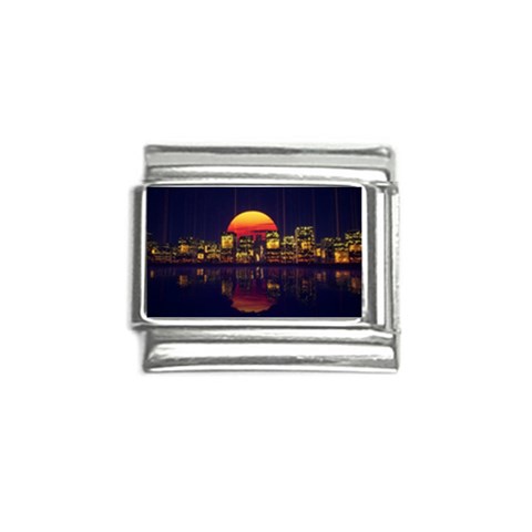 Abstract City Retro Sunset Night Italian Charm (9mm) from ArtsNow.com Front