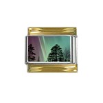 Silhouette Of Aurora Borealis Gold Trim Italian Charm (9mm)