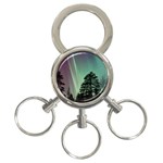 Silhouette Of Aurora Borealis 3-Ring Key Chain