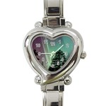 Silhouette Of Aurora Borealis Heart Italian Charm Watch