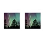 Silhouette Of Aurora Borealis Cufflinks (Square)