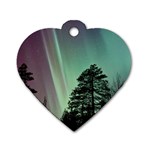 Silhouette Of Aurora Borealis Dog Tag Heart (One Side)