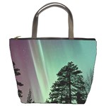 Silhouette Of Aurora Borealis Bucket Bag