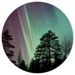 Silhouette Of Aurora Borealis Round Trivet