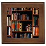 Assorted Title Of Books Piled In The Shelves Assorted Book Lot Inside The Wooden Shelf Framed Tile