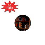 Assorted Title Of Books Piled In The Shelves Assorted Book Lot Inside The Wooden Shelf 1  Mini Buttons (10 pack) 