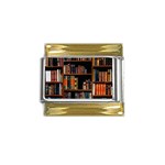 Assorted Title Of Books Piled In The Shelves Assorted Book Lot Inside The Wooden Shelf Gold Trim Italian Charm (9mm)