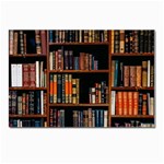 Assorted Title Of Books Piled In The Shelves Assorted Book Lot Inside The Wooden Shelf Postcard 4 x 6  (Pkg of 10)