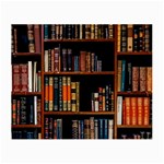 Assorted Title Of Books Piled In The Shelves Assorted Book Lot Inside The Wooden Shelf Small Glasses Cloth