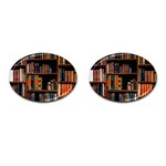 Assorted Title Of Books Piled In The Shelves Assorted Book Lot Inside The Wooden Shelf Cufflinks (Oval)