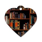 Assorted Title Of Books Piled In The Shelves Assorted Book Lot Inside The Wooden Shelf Dog Tag Heart (Two Sides)