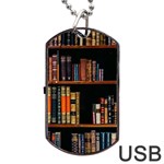 Assorted Title Of Books Piled In The Shelves Assorted Book Lot Inside The Wooden Shelf Dog Tag USB Flash (Two Sides)