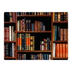 Assorted Title Of Books Piled In The Shelves Assorted Book Lot Inside The Wooden Shelf Two Sides Premium Plush Fleece Blanket (Mini)