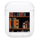 Assorted Title Of Books Piled In The Shelves Assorted Book Lot Inside The Wooden Shelf Soft TPU AirPods 1/2 Case