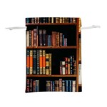 Assorted Title Of Books Piled In The Shelves Assorted Book Lot Inside The Wooden Shelf Lightweight Drawstring Pouch (L)