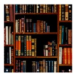 Assorted Title Of Books Piled In The Shelves Assorted Book Lot Inside The Wooden Shelf Banner and Sign 4  x 4 