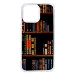 Assorted Title Of Books Piled In The Shelves Assorted Book Lot Inside The Wooden Shelf iPhone 14 Pro Max TPU UV Print Case