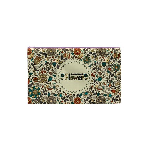 Seamless Pattern With Flower Birds Cosmetic Bag (XS) from ArtsNow.com Front