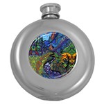 Psychedelic Digital Art Artwork Landscape Colorful Round Hip Flask (5 oz)