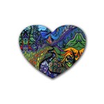 Psychedelic Digital Art Artwork Landscape Colorful Rubber Coaster (Heart)