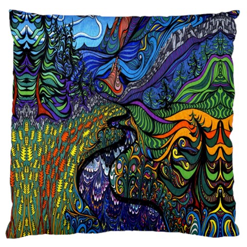 Psychedelic Digital Art Artwork Landscape Colorful Large Cushion Case (One Side) from ArtsNow.com Front