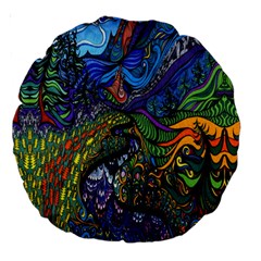 Psychedelic Digital Art Artwork Landscape Colorful Large 18  Premium Round Cushions from ArtsNow.com Back