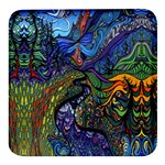 Psychedelic Digital Art Artwork Landscape Colorful Square Glass Fridge Magnet (4 pack)