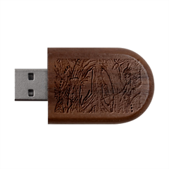 Artistic Psychedelic Hippie Peace Sign Trippy Wood Oval USB Flash Drive from ArtsNow.com USB