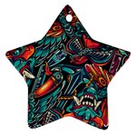 Vintage Tattoos Colorful Seamless Pattern Ornament (Star)