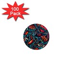 Vintage Tattoos Colorful Seamless Pattern 1  Mini Magnets (100 pack) 